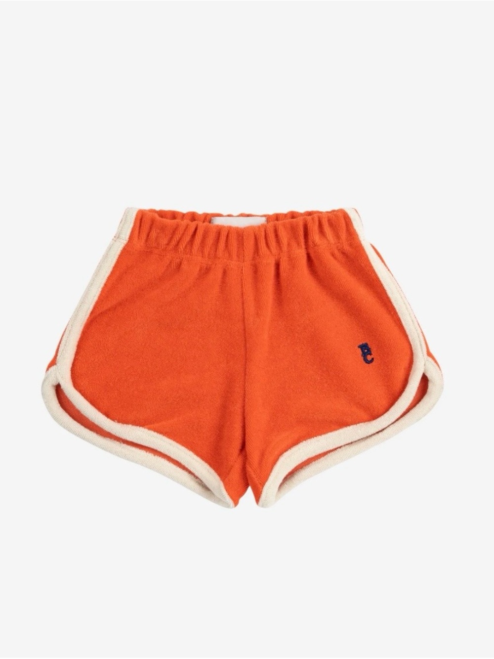 Bobo Choses Red Terry Cloth Retro Shorts with Cream Trim